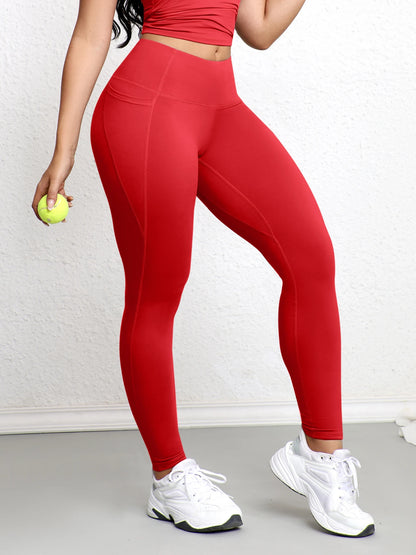 Elevate Your Workout with Our Women's High Waist Leggings Featuring Double Pockets and Butt Lifting Design - Perfect for Casual Wear!