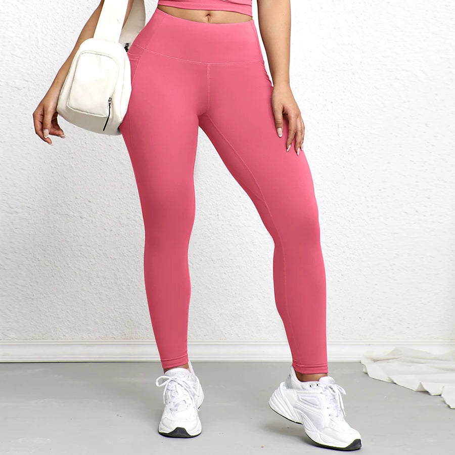 Elevate Your Workout with Our Women's High Waist Leggings Featuring Double Pockets and Butt Lifting Design - Perfect for Casual Wear!
