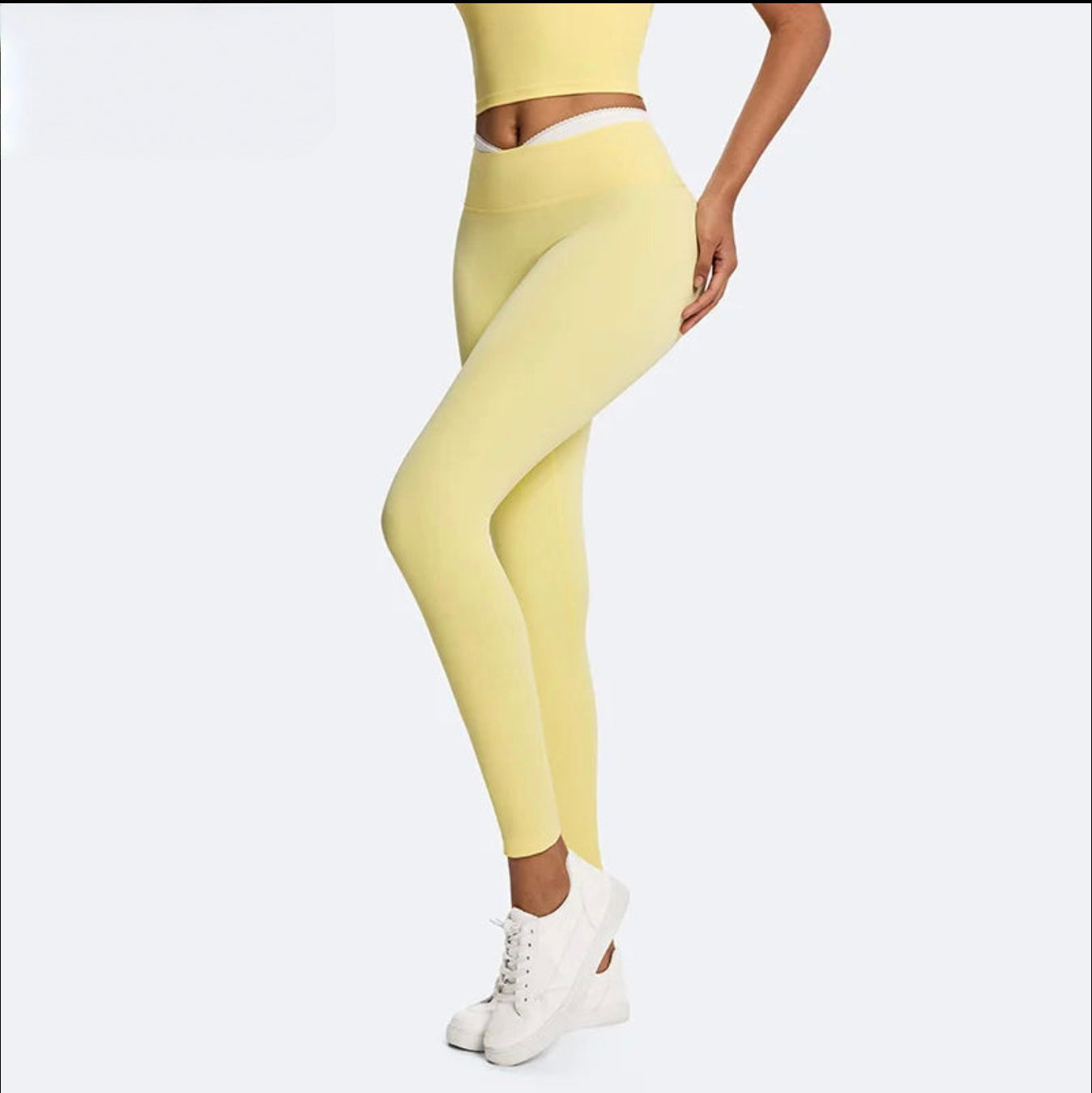 Factory Quick Dry High Elastic V Waist Compression Leggings Soft Tights Leggings for Women Lace-Up Contrast Color Sport Leggings
