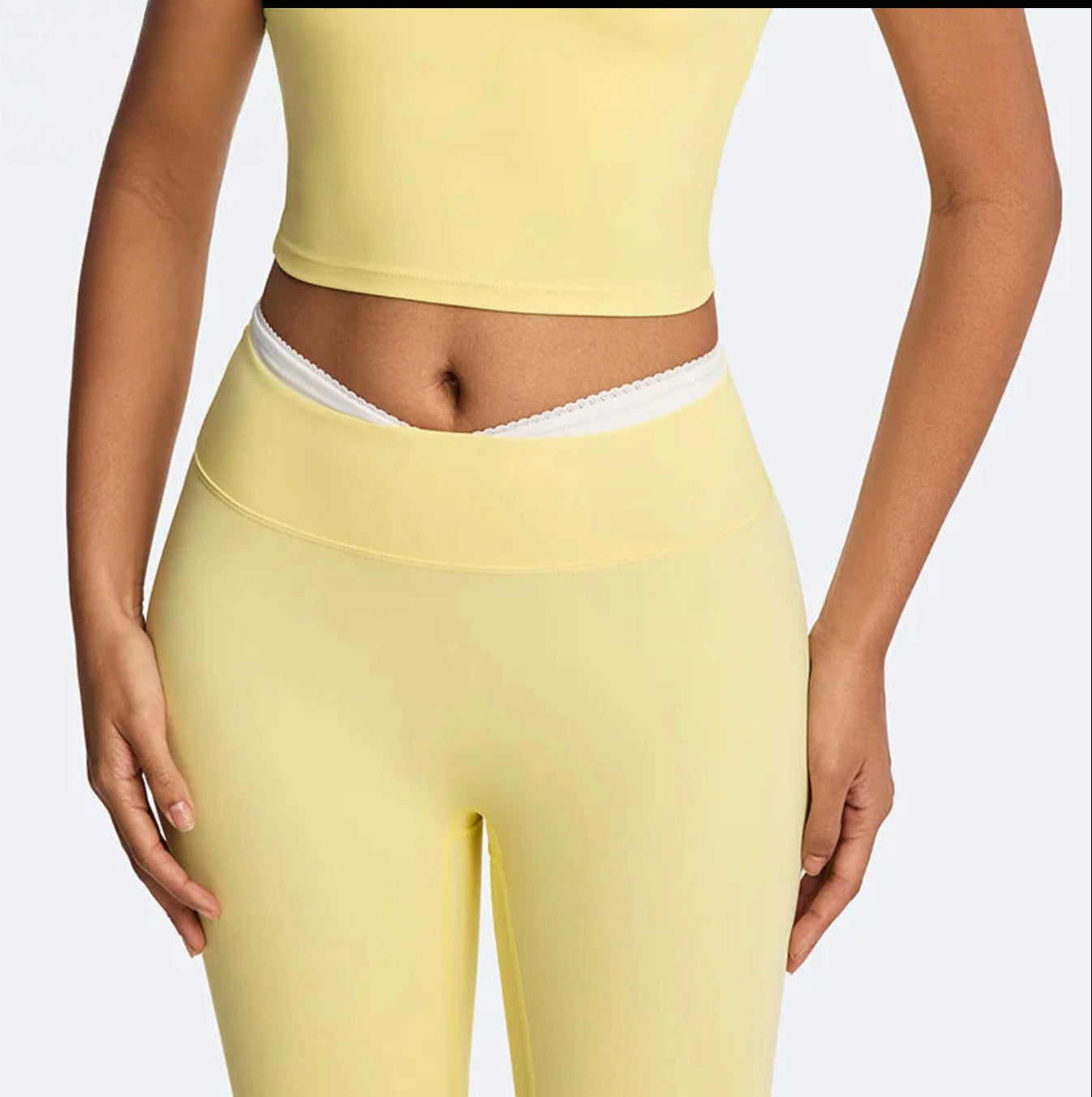 Factory Quick Dry High Elastic V Waist Compression Leggings Soft Tights Leggings for Women Lace-Up Contrast Color Sport Leggings