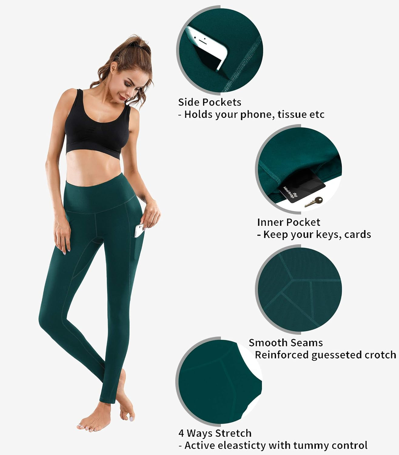 Elevate Your Workout with High Waist Yoga Pants - Stylish, Comfortable Leggings with Pockets and Tummy Control for Every Activity