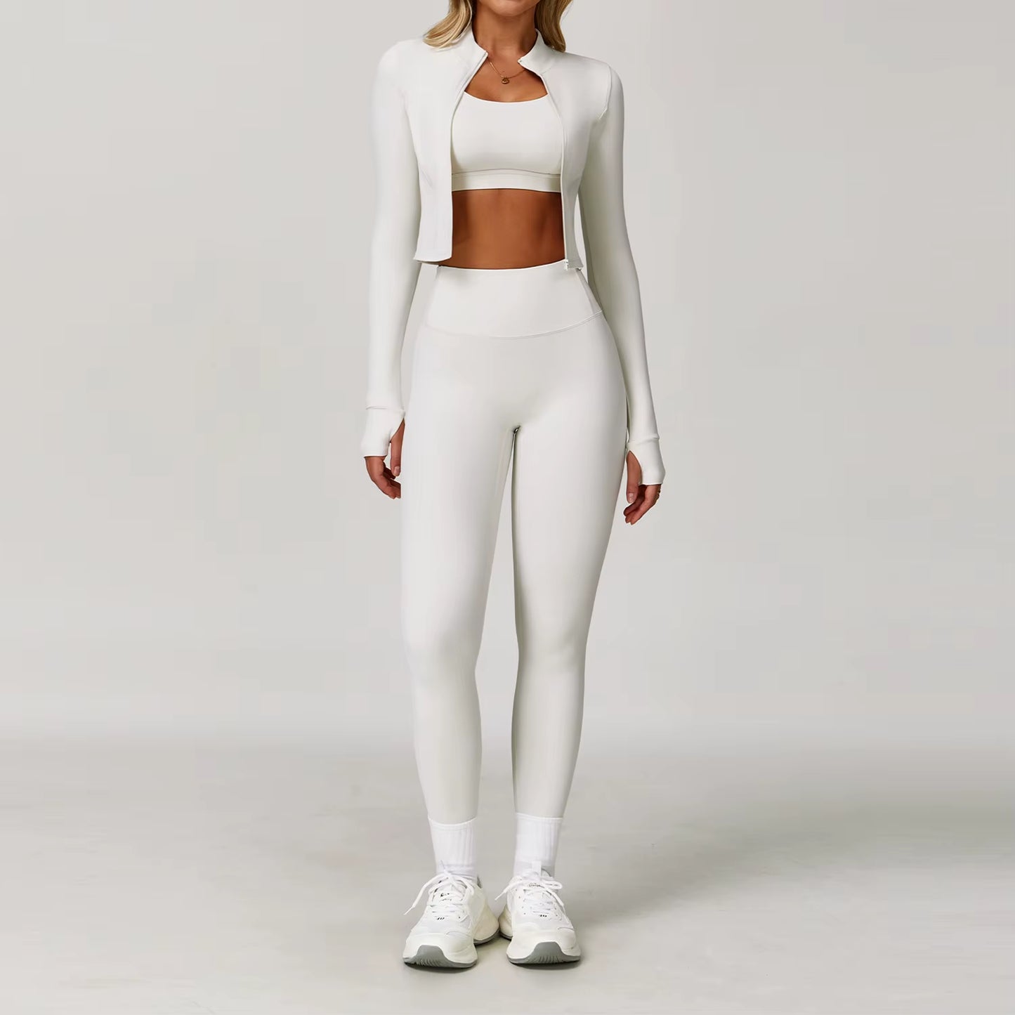 Yungan Outdoor Sports Tight-Fitting Yoga Wear Set, Nude Fitness Wear, Shockproof High-Waisted Yoga Wear Set