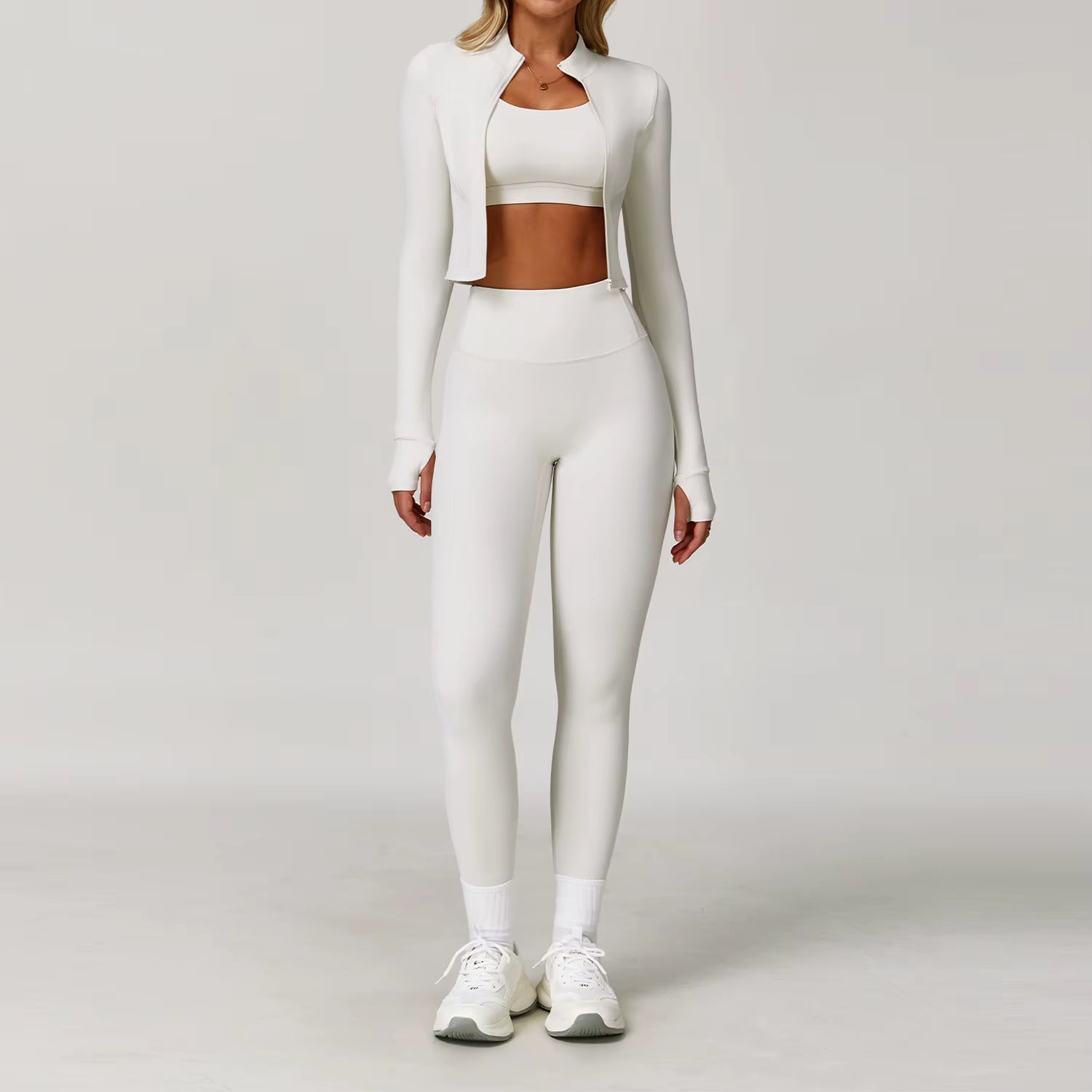 Yungan Outdoor Sports Tight-Fitting Yoga Wear Set, Nude Fitness Wear, Shockproof High-Waisted Yoga Wear Set